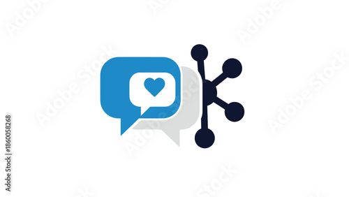 Social media network icon with a speech bubble and a heart symbol.