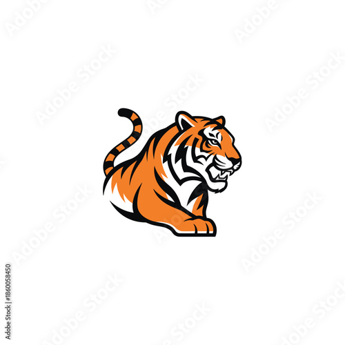 Striking orange tiger illustration showcasing power and grace in a dynamic pose.
