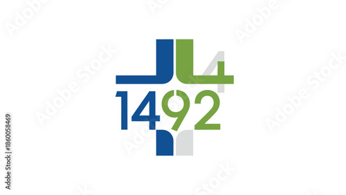 Symbolic representation of the year 1492, a historical and significant date, in a modern design.