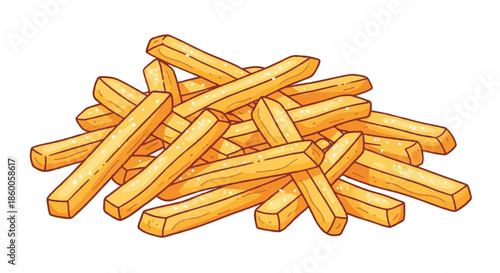 Crispy Golden French Fries Potato Snack Illustration