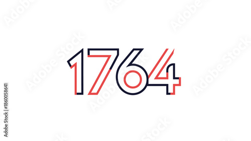 The number 1764 in a modern, minimalist design, perfect for branding.