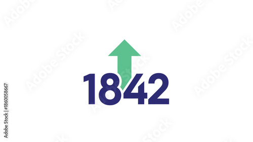The number 1842 with an upward green arrow, representing growth and progress.