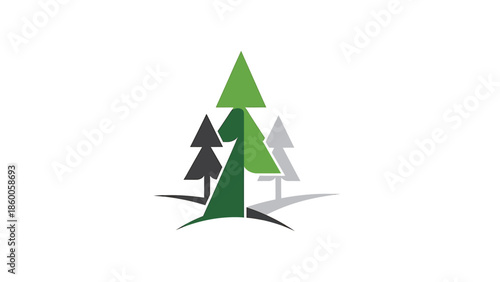 Stylized forest trees logo design representing nature and environment concepts.