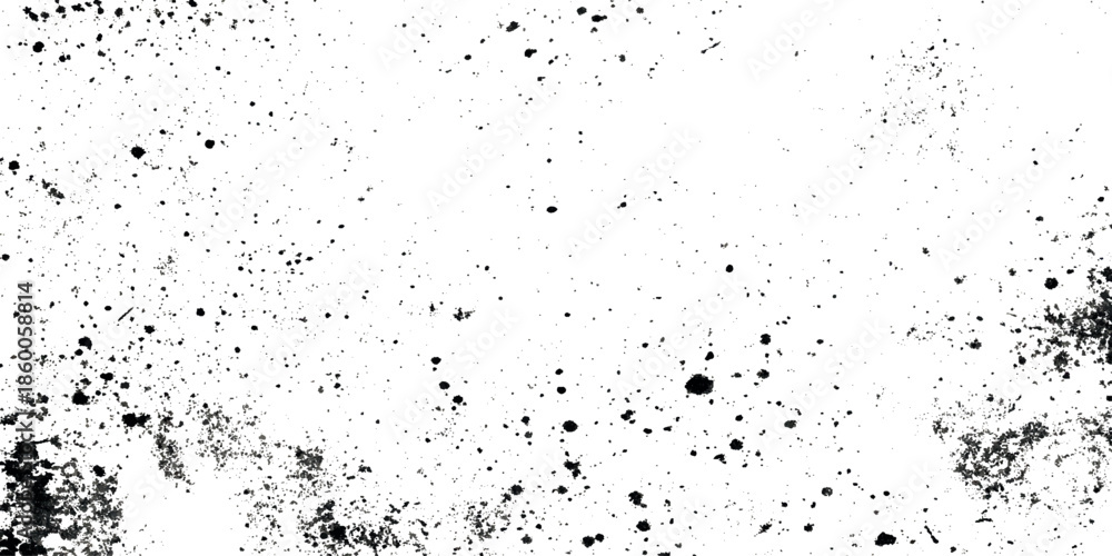 Obraz premium A grunge stark textured background featuring scattered black specks and smudges on a predominantly white surface
