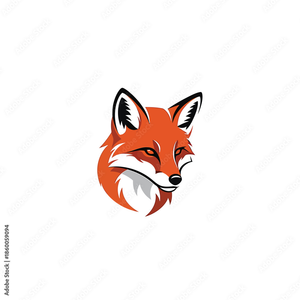 Obraz premium Vibrant fox head illustration showcasing detailed fur and expressive eyes.