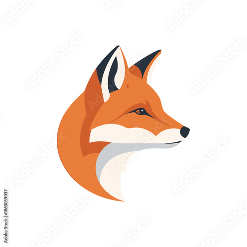 Vibrant fox head illustration showcasing detailed fur and attentive gaze, perfect for design.