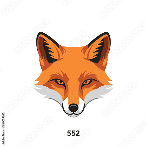 Vibrant fox head illustration showcasing detailed fur and expressive eyes, isolated.
