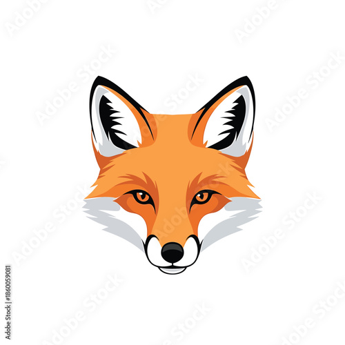 Vibrant fox head illustration showcasing detailed fur and expressive eyes on white background.