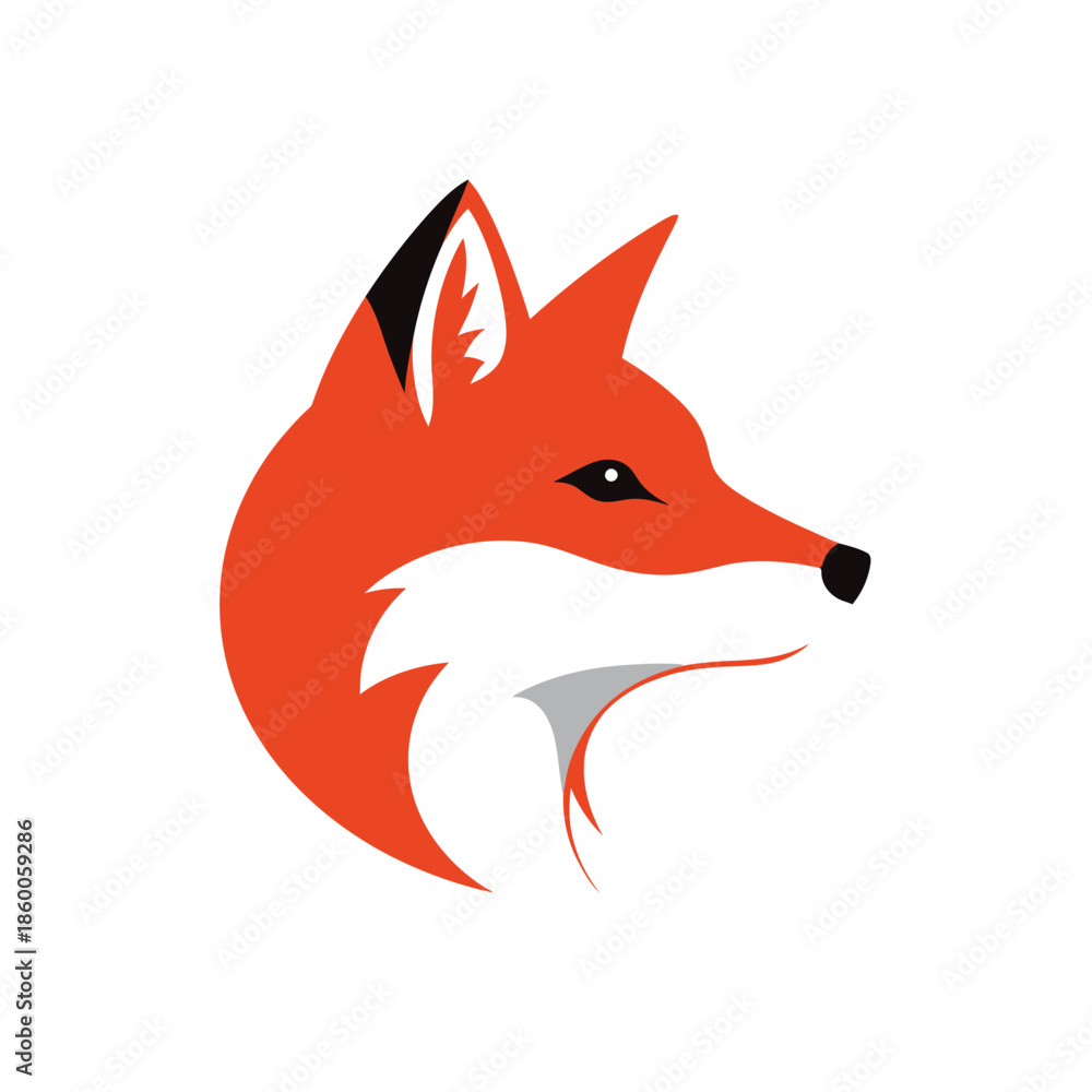 Obraz premium Vibrant fox head illustration showcasing its orange fur and sharp features.