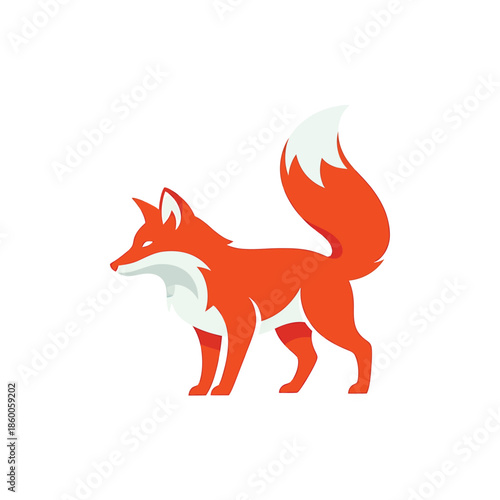 Vibrant illustration of a cunning fox standing proudly with its fluffy tail.