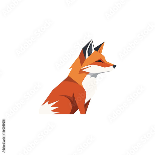 Vibrant illustration of a cunning fox in a sitting pose, side profile view.