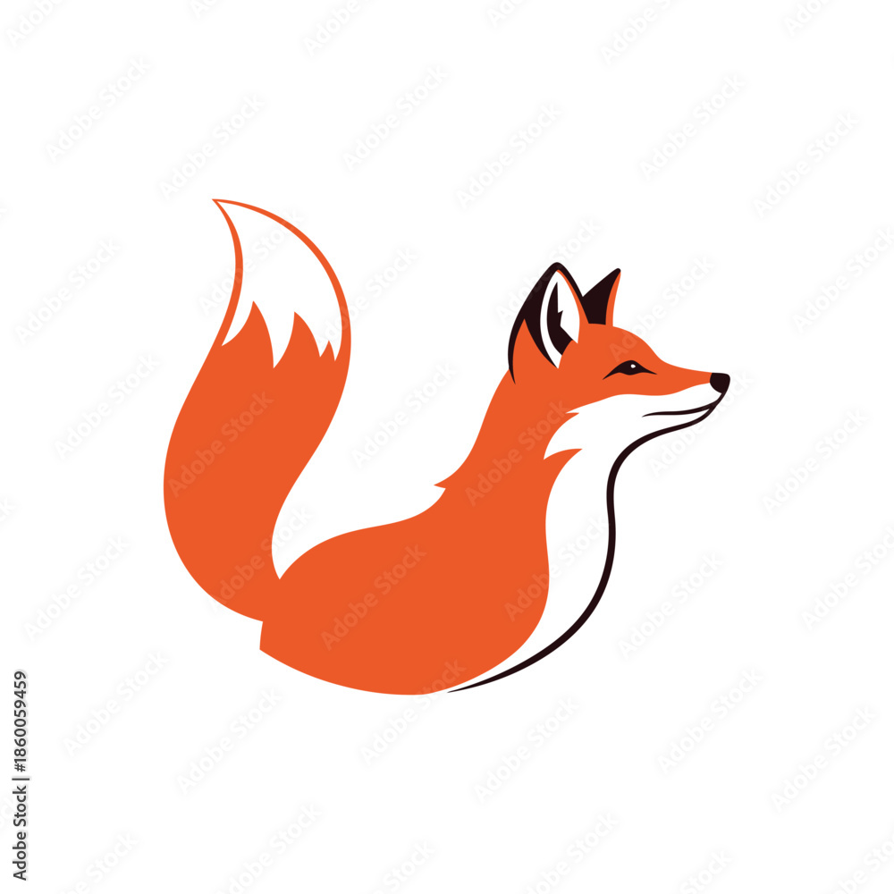 Obraz premium Vibrant orange fox with white accents looking towards the right side of the frame.