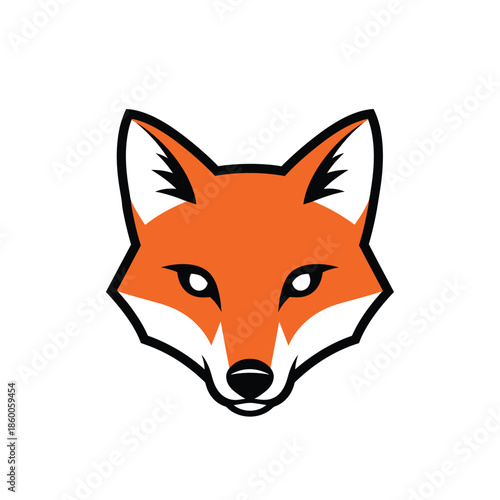 Vibrant fox head illustration with sharp features and captivating gaze, perfect for design.