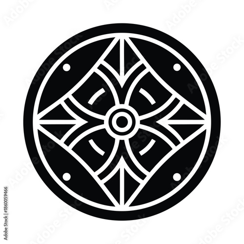 Norse Shield Circle Icon Vector Illustration