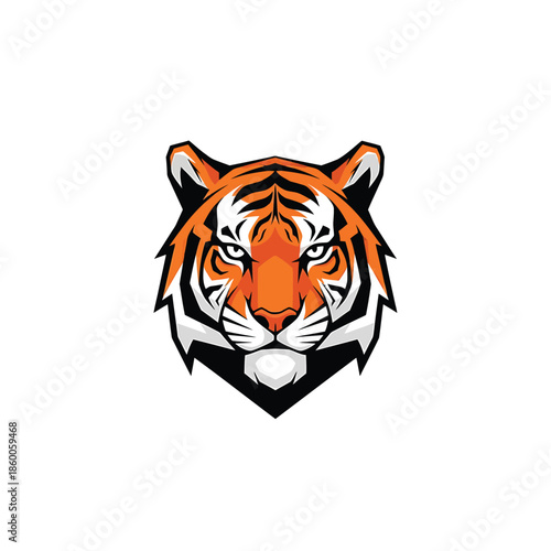 Vibrant tiger head illustration showcasing bold colors and sharp details, perfect for design.