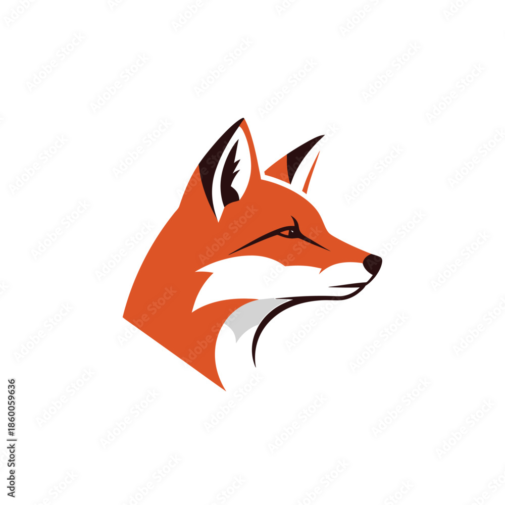 Obraz premium Vibrant fox head profile illustration, showcasing the animals natural beauty and elegance.