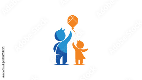 Two children reaching for a balloon, symbolizing joy and aspiration in a vibrant design.