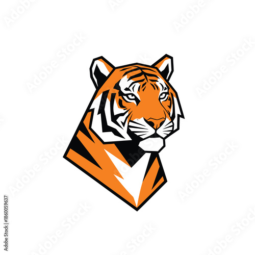 Vibrant tiger head illustration showcasing strength and focus in striking detail.
