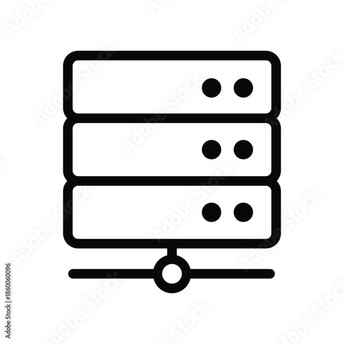 Minimalist server stack icon representing data storage, hosting, and database systems in a clean line style