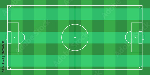Football fields top view. Soccer grass fields with chalk lines. Green grass field background. Vector Football - Soccer Field. Scheme and marking of the football field, soccer field.eps10