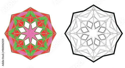 Intense Colorful Geometric Mandala Design Illustration with High Detail and Symmetry