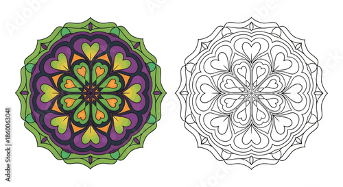 Intricate Colorful Mandala Design Artwork Illustration Template for Digital Projects