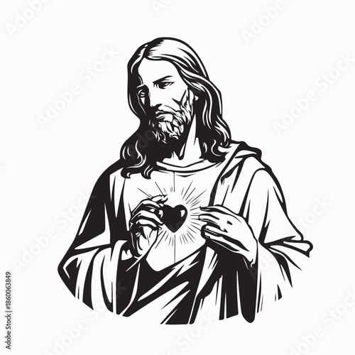 Sacred Heart Jesus Symbol Vector Illustration on White Background