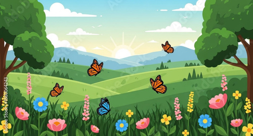 spring landscape with flowers