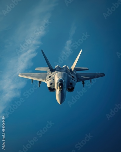 Fighter jet soaring through sky