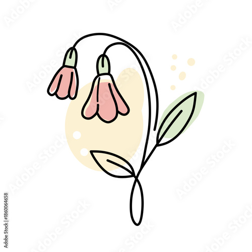 Pink Bell Flower Line Icon