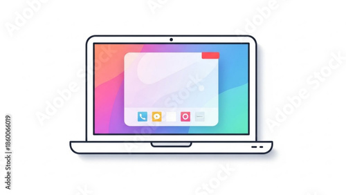 Modern Laptop Interface: A sleek laptop showcases a vibrant and intuitive interface, perfect for modern digital experiences. 
