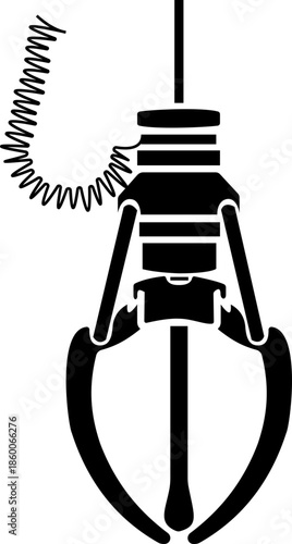 crane claw machine icon of arcade grabber toy symbols of flat line vector illustrations, add claw, gripper, catcher, pickup device, black