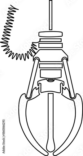 crane claw machine icon of arcade grabber toy symbols of flat line vector illustrations, add claw, gripper, catcher, pickup device, black