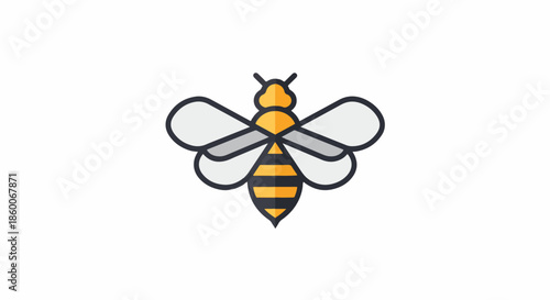 Cute Bee Illustration Simple Geometric Design.