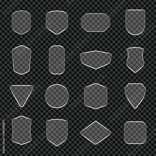 Transparent Glass Shield Badges and Protection Frames Collection with Glossy Effect