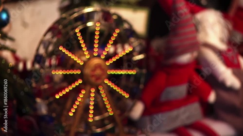 New Year Concept with Focus Reveal of Ferris Wheel and Cloth Dolls