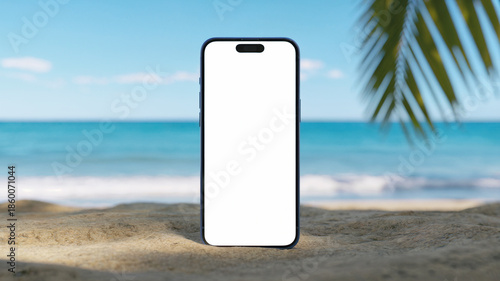 Blank Phone Screen Beach Mockup