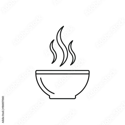 Steaming bowl of soup isolated on white background