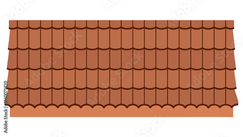 Geometric clay roof tiles illustration in terracotta color