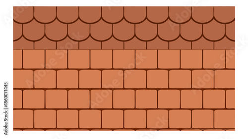 Geometric roof tile vector terracotta clay pattern for building design and architecture