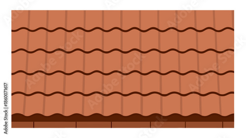 Rustic orange clay roofing tiles vector realistic illustration