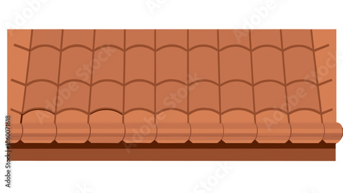Rustic terracotta roof tiles vector architectural design element closeup