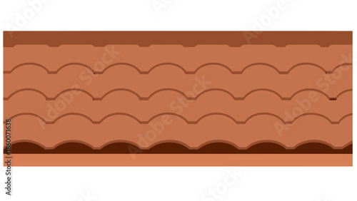 Rustic terracotta roof tiles in a vector architectural design pattern