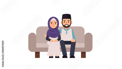 Family Sitting on Couch Embracing in Homely Living Room