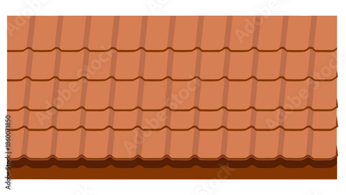 Vector illustration of traditional terracotta roofing with clay texture