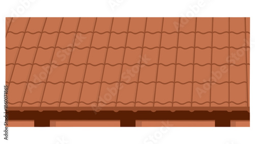 Traditional tiled roof illustration with clay tiles on residential house exterior