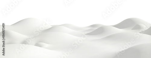 Abstract White Smooth Wave Landscape, Minimalist Snowy Hills Texture, Organic Flowing 3D Render, Panoramic Copy Space, Transparent Background Png, Elegant Clear Soft Surface, Modern Winter Backdrop