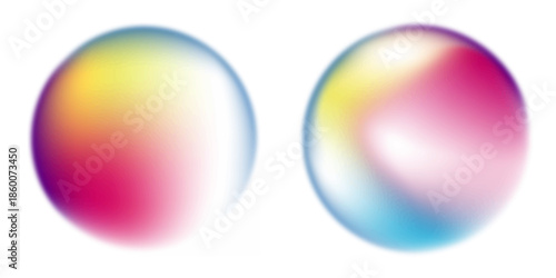 Set color circle gradient noise gradation. Abstract colorful watercolor blur mesh on isolated transparent background. Circle shape png.