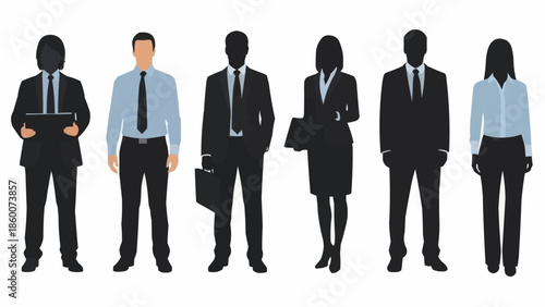 Diverse Group of Business Professionals Standing Together in Suits.