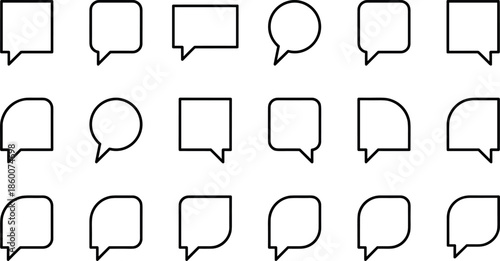 Chat, speech, bubble, message, communication, talk, discussion, comment, dialogue, frame, vector, icon, symbol, interface, outline.